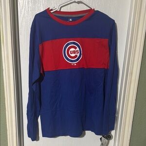 Chicago Cubs Blue and Red Long Sleeve Shirt